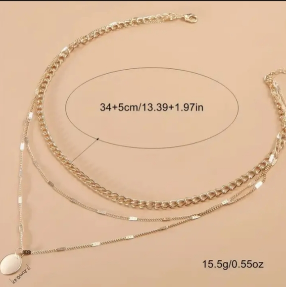 14k Gold Plated Adorable Layered Necklace! - Picture 3 of 4